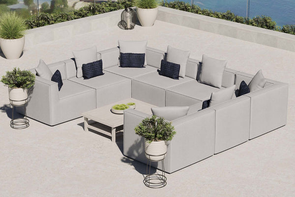 Modway Furniture Saybrook 8-Piece Modular Outdoor Patio Sectional Sofa - All-Weather Comfort & Stylish Design Gray EEI-4388-GRY