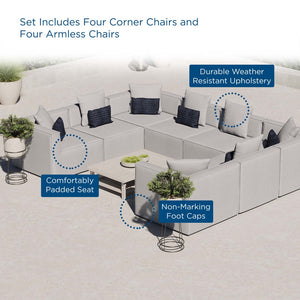 Modway Furniture Saybrook 8-Piece Modular Outdoor Patio Sectional Sofa - All-Weather Comfort & Stylish Design Gray EEI-4388-GRY