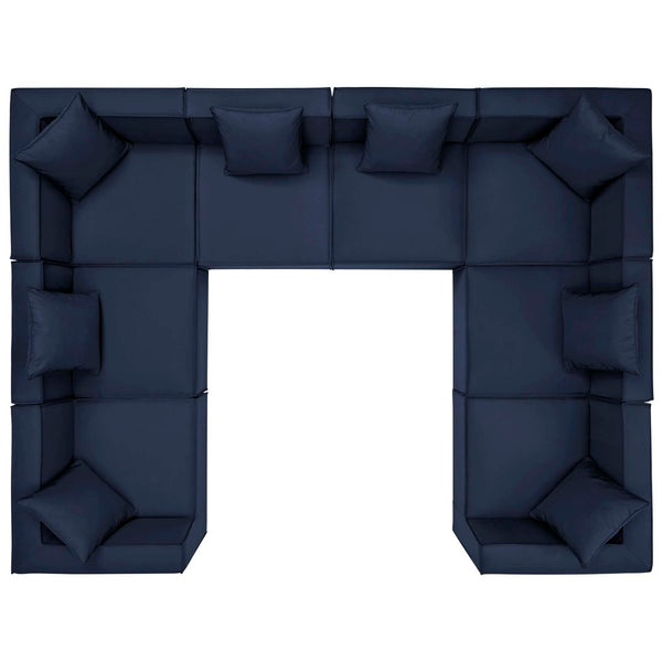 Modway Furniture Saybrook 8-Piece Modular Outdoor Patio Sectional Sofa - All-Weather Comfort & Stylish Design Navy EEI-4388-NAV