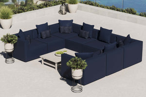 Modway Furniture Saybrook 8-Piece Modular Outdoor Patio Sectional Sofa - All-Weather Comfort & Stylish Design Navy EEI-4388-NAV