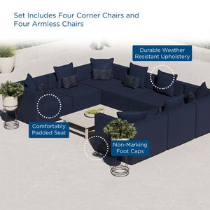 Modway Furniture Saybrook 8-Piece Modular Outdoor Patio Sectional Sofa - All-Weather Comfort & Stylish Design Navy EEI-4388-NAV