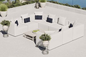 Modway Furniture Saybrook 8-Piece Modular Outdoor Patio Sectional Sofa - All-Weather Comfort & Stylish Design White EEI-4388-WHI