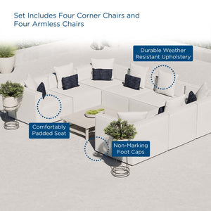 Modway Furniture Saybrook 8-Piece Modular Outdoor Patio Sectional Sofa - All-Weather Comfort & Stylish Design White EEI-4388-WHI