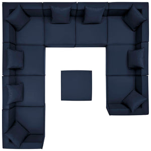Modway Furniture Saybrook 10-Piece Outdoor Sectional Sofa – Stylish, Durable, and Customizable for Ultimate Comfort Navy EEI-4389-NAV