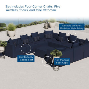 Modway Furniture Saybrook 10-Piece Outdoor Sectional Sofa – Stylish, Durable, and Customizable for Ultimate Comfort Navy EEI-4389-NAV
