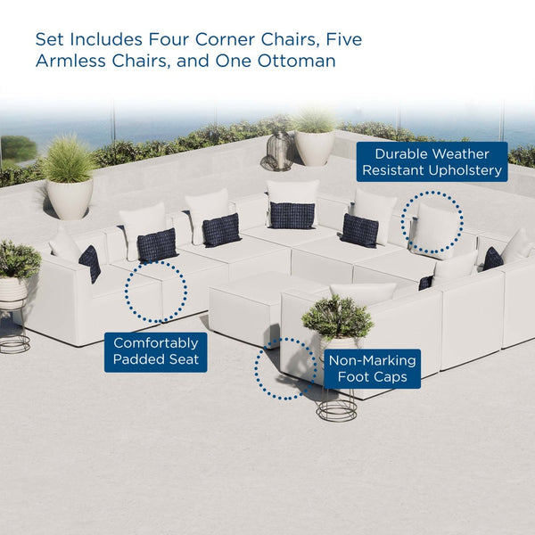 Modway Furniture Saybrook 10-Piece Outdoor Sectional Sofa – Stylish, Durable, and Customizable for Ultimate Comfort White EEI-4389-WHI