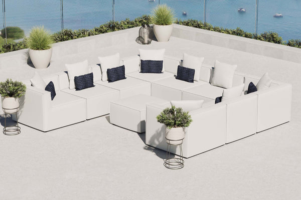 Modway Furniture Saybrook 10-Piece Outdoor Sectional Sofa – Stylish, Durable, and Customizable for Ultimate Comfort White EEI-4389-WHI