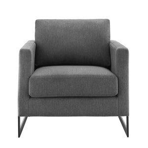 Modway Furniture Posse Upholstered Accent Chair – Retro-Modern Design with Luxurious Comfort for Any Space Black Charcoal EEI-4391-BLK-CHA