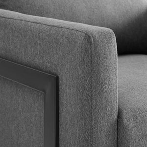 Modway Furniture Posse Upholstered Accent Chair – Retro-Modern Design with Luxurious Comfort for Any Space Black Charcoal EEI-4391-BLK-CHA