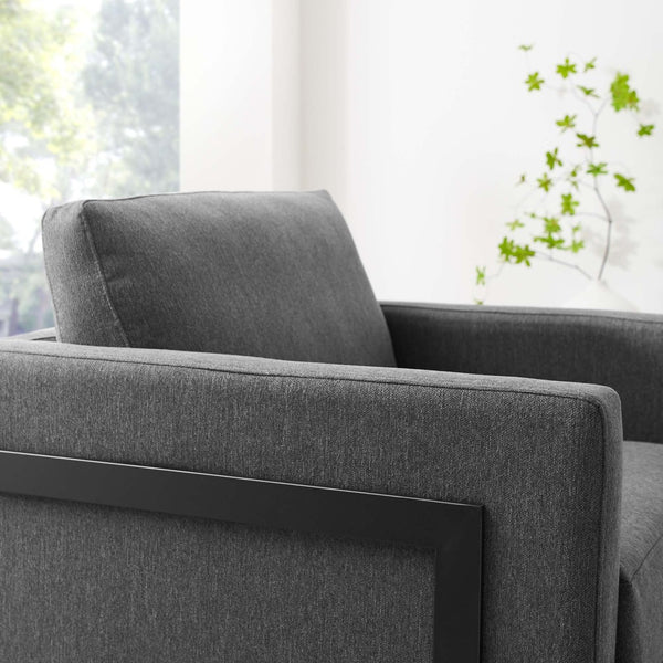 Modway Furniture Posse Upholstered Accent Chair – Retro-Modern Design with Luxurious Comfort for Any Space Black Charcoal EEI-4391-BLK-CHA