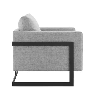 Modway Furniture Posse Upholstered Accent Chair – Retro-Modern Design with Luxurious Comfort for Any Space Black Light Gray EEI-4391-BLK-LGR