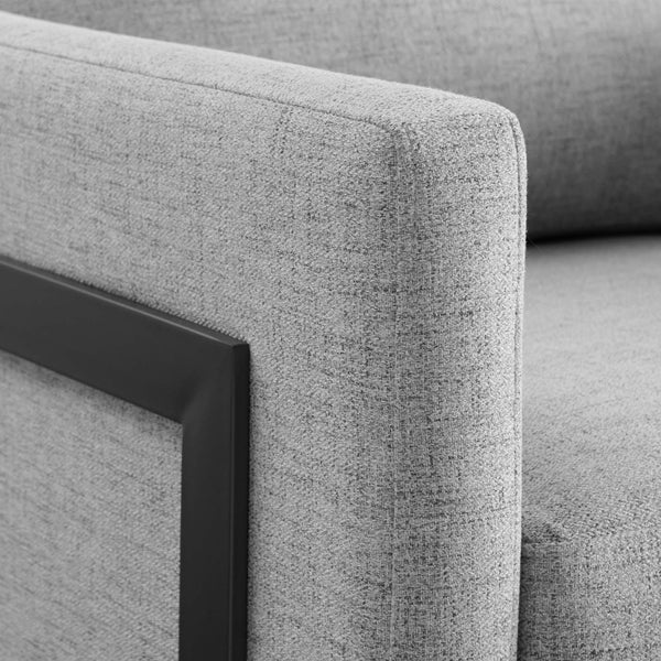 Modway Furniture Posse Upholstered Accent Chair – Retro-Modern Design with Luxurious Comfort for Any Space Black Light Gray EEI-4391-BLK-LGR