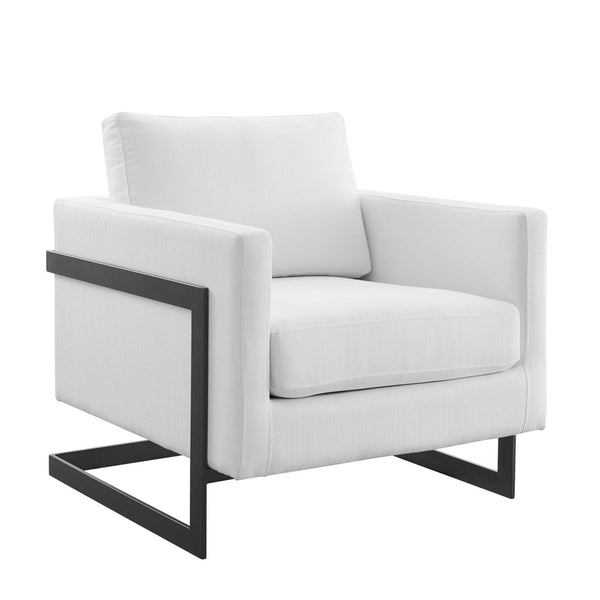 Modway Furniture Posse Upholstered Accent Chair – Retro-Modern Design with Luxurious Comfort for Any Space Black White EEI-4391-BLK-WHI