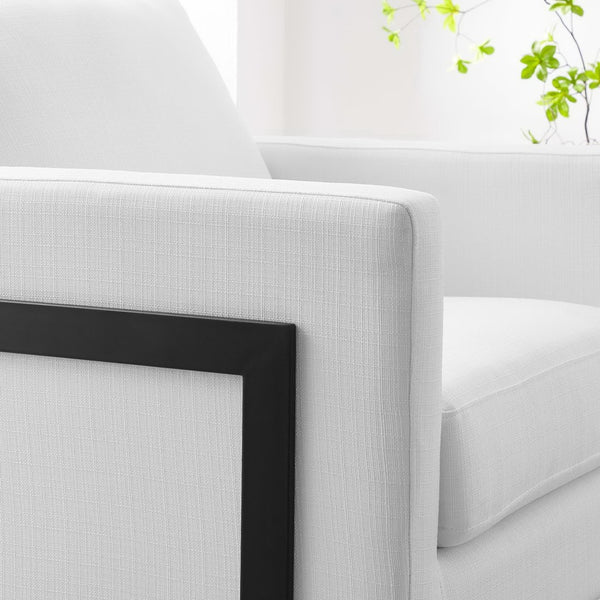 Modway Furniture Posse Upholstered Accent Chair – Retro-Modern Design with Luxurious Comfort for Any Space Black White EEI-4391-BLK-WHI