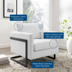 Modway Furniture Posse Upholstered Accent Chair – Retro-Modern Design with Luxurious Comfort for Any Space Black White EEI-4391-BLK-WHI