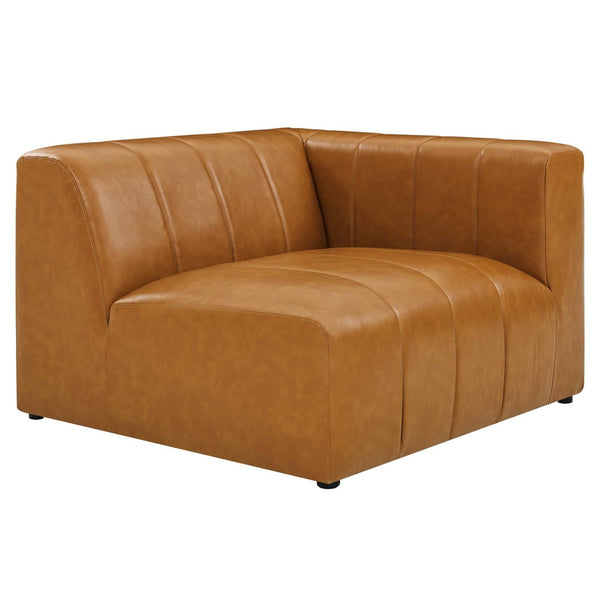 Modway Furniture Bartlett Vegan Leather Right-Arm Chair - Stylish Modular Seating with Luxe Comfort & Retro Flair EEI-4395-TAN