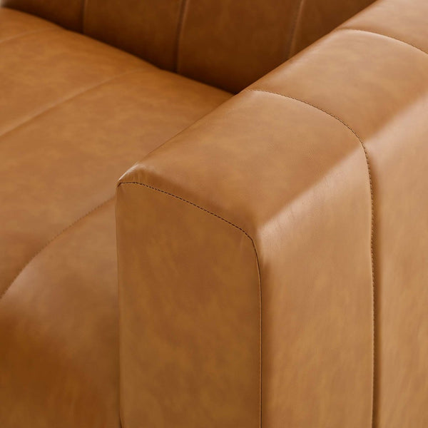 Modway Furniture Bartlett Vegan Leather Right-Arm Chair - Stylish Modular Seating with Luxe Comfort & Retro Flair EEI-4395-TAN