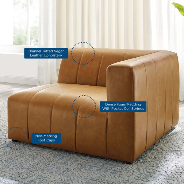 Modway Furniture Bartlett Vegan Leather Right-Arm Chair - Stylish Modular Seating with Luxe Comfort & Retro Flair EEI-4395-TAN