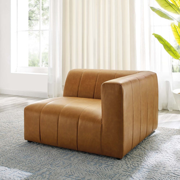 Modway Furniture Bartlett Vegan Leather Right-Arm Chair - Stylish Modular Seating with Luxe Comfort & Retro Flair EEI-4395-TAN