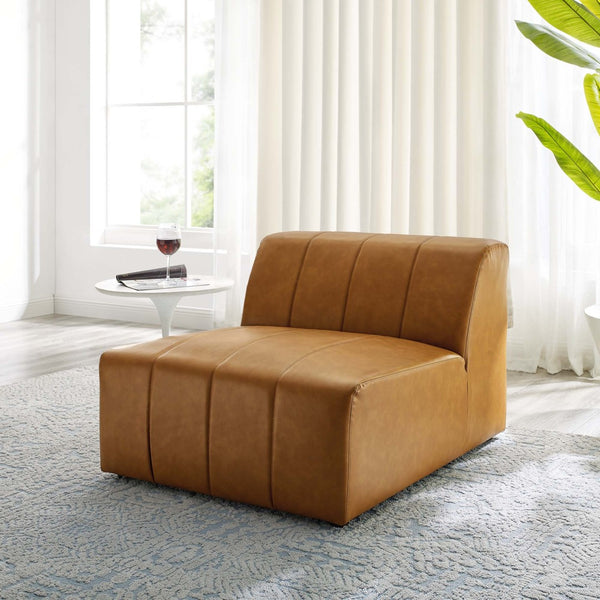 Modway Furniture Bartlett Vegan Leather Armless Chair - Retro-Modern Comfort for Stylish Lounges & Living Rooms EEI-4399-TAN