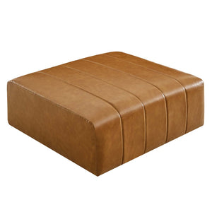 Modway Furniture Bartlett Vegan Leather Ottoman - Retro-Modern Design, Durable Comfort, Ideal for Stylish Living Spaces EEI-4401-TAN