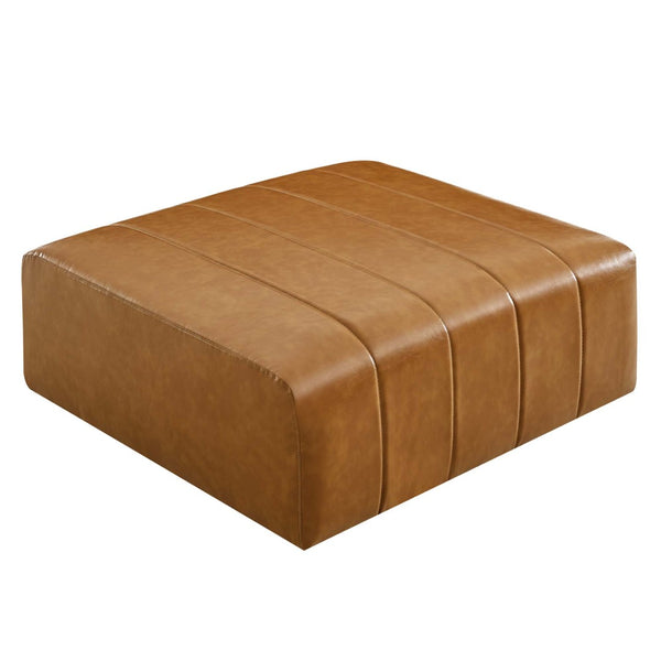 Modway Furniture Bartlett Vegan Leather Ottoman - Retro-Modern Design, Durable Comfort, Ideal for Stylish Living Spaces EEI-4401-TAN
