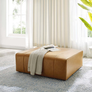 Modway Furniture Bartlett Vegan Leather Ottoman - Retro-Modern Design, Durable Comfort, Ideal for Stylish Living Spaces EEI-4401-TAN