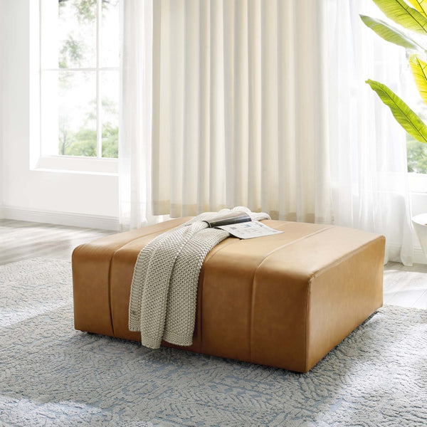 Modway Furniture Bartlett Vegan Leather Ottoman - Retro-Modern Design, Durable Comfort, Ideal for Stylish Living Spaces EEI-4401-TAN