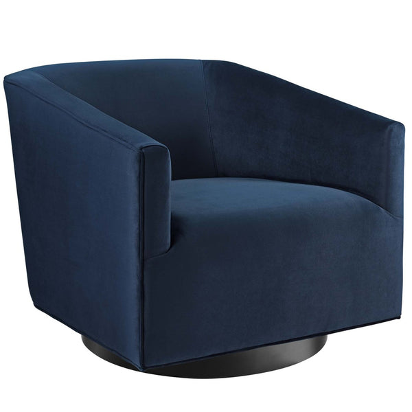 Modway Furniture Twist Performance Velvet Swivel Chairs Set of 2 - Luxurious Midnight Blue Comfort for Any Space EEI-4427-MID