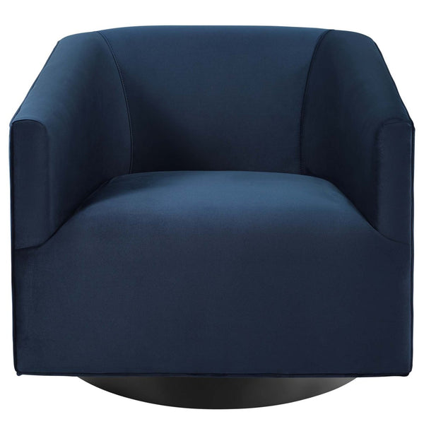 Modway Furniture Twist Performance Velvet Swivel Chairs Set of 2 - Luxurious Midnight Blue Comfort for Any Space EEI-4427-MID