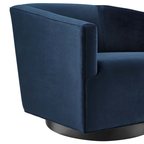 Modway Furniture Twist Performance Velvet Swivel Chairs Set of 2 - Luxurious Midnight Blue Comfort for Any Space EEI-4427-MID