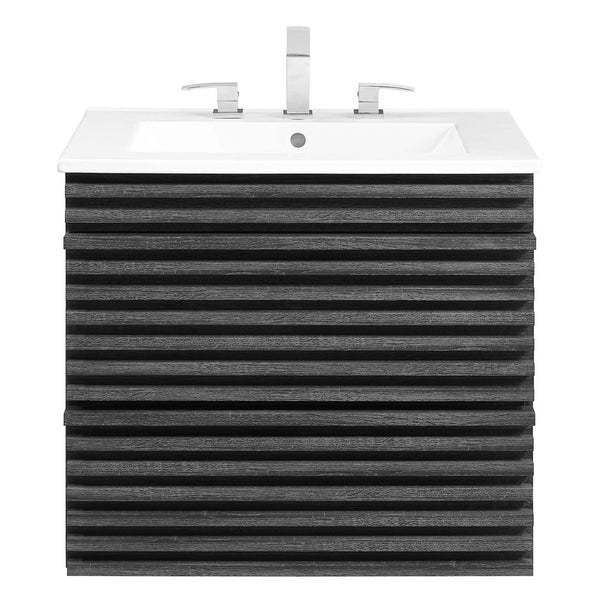 Modway Furniture Render 24" Wall-Mount Bathroom Vanity - Mid-Century Modern Design with Ample Storage and Style Charcoal White EEI-4433-CHA-WHI