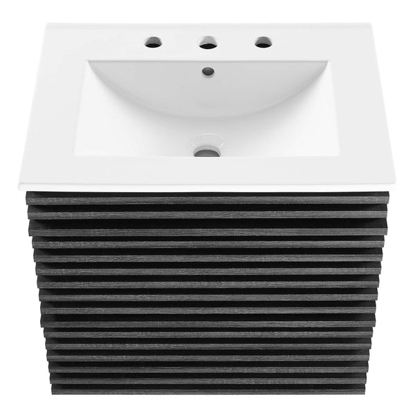 Modway Furniture Render 24" Wall-Mount Bathroom Vanity - Mid-Century Modern Design with Ample Storage and Style Charcoal White EEI-4433-CHA-WHI