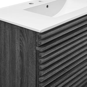 Modway Furniture Render 36" Wall-Mount Bathroom Vanity - Mid-Century Modern Design with Ample Storage Space & Style Charcoal White EEI-4436-CHA-WHI