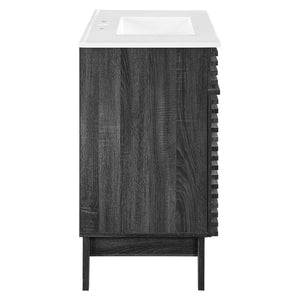 Modway Furniture Render 36" Bathroom Vanity by Modway - Mid-Century Modern Design with Seamless Ceramic Sink Charcoal White EEI-4437-CHA-WHI