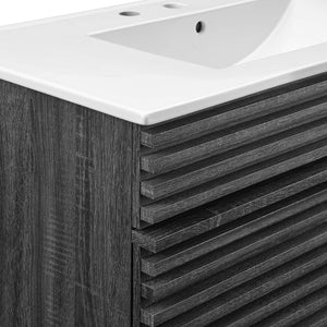 Modway Furniture Render 36" Bathroom Vanity by Modway - Mid-Century Modern Design with Seamless Ceramic Sink Charcoal White EEI-4437-CHA-WHI