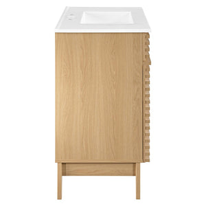 Modway Furniture Render 36" Bathroom Vanity by Modway - Mid-Century Modern Design with Seamless Ceramic Sink Oak White EEI-4437-OAK-WHI