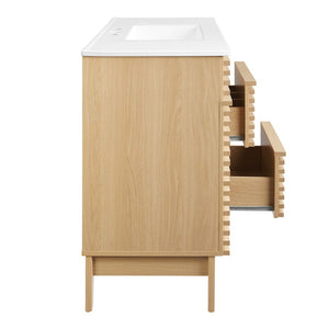 Modway Furniture Render 48" Single Sink Bathroom Vanity - Mid-Century Modern Design with Ample Storage & Style Oak White EEI-4439-OAK-WHI