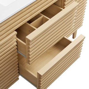 Modway Furniture Render 48" Single Sink Bathroom Vanity - Mid-Century Modern Design with Ample Storage & Style Oak White EEI-4439-OAK-WHI