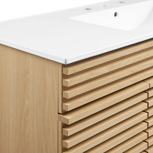 Modway Furniture Render 48" Single Sink Bathroom Vanity - Mid-Century Modern Design with Ample Storage & Style Oak White EEI-4439-OAK-WHI