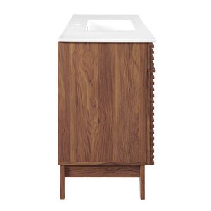 Modway Furniture Render 48" Single Sink Bathroom Vanity - Mid-Century Modern Design with Ample Storage & Style Walnut White EEI-4439-WAL-WHI
