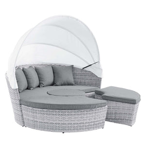 Modway Furniture Scottsdale Outdoor Patio Daybed with Adjustable Canopy, Plush Cushions for Ultimate Comfort & Style EEI-4442-LGR-GRY