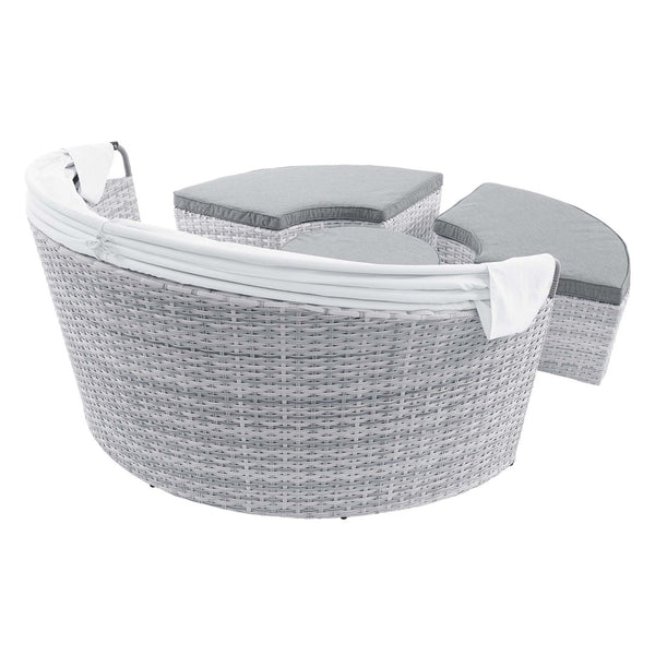 Modway Furniture Scottsdale Outdoor Patio Daybed with Adjustable Canopy, Plush Cushions for Ultimate Comfort & Style EEI-4442-LGR-GRY