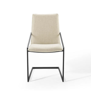 Modway Furniture Pitch Upholstered Fabric Dining Armchair Set of 2 - Modern Comfort with Durable Design in Black Beige EEI-4489-BLK-BEI