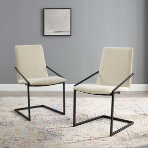 Modway Furniture Pitch Upholstered Fabric Dining Armchair Set of 2 - Modern Comfort with Durable Design in Black Beige EEI-4489-BLK-BEI