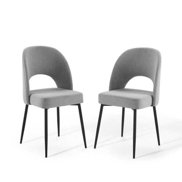 Modway Furniture Rouse Upholstered Fabric Dining Side Chair Set of 2 - Mid-Century Modern Design for Comfort & Style Black Light Gray EEI-4490-BLK-LGR