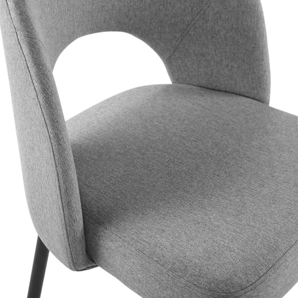 Modway Furniture Rouse Upholstered Fabric Dining Side Chair Set of 2 - Mid-Century Modern Design for Comfort & Style Black Light Gray EEI-4490-BLK-LGR