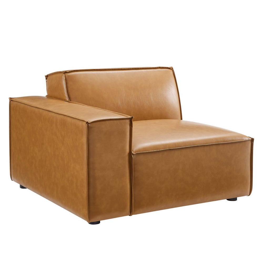 Modway Furniture Restore Left-Arm Vegan Leather Sectional Sofa Chair - Modern Comfort & Customizable Living Room Style EEI-4492-TAN