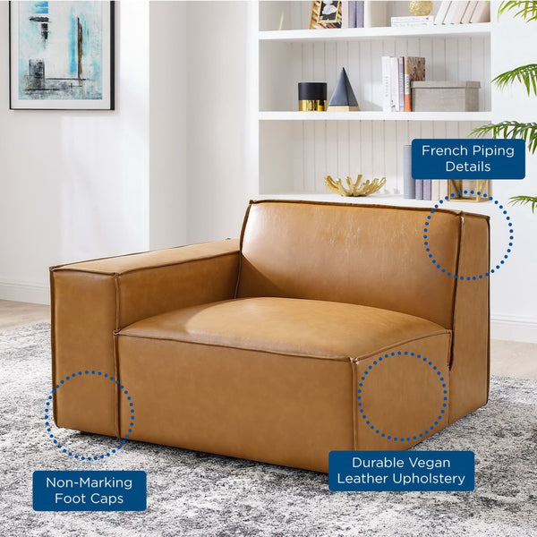 Modway Furniture Restore Left-Arm Vegan Leather Sectional Sofa Chair - Modern Comfort & Customizable Living Room Style EEI-4492-TAN