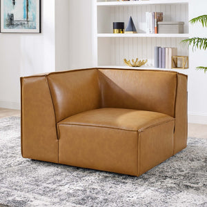 Modway Furniture Restore Vegan Leather Corner Chair - Modern Modular Sofa Seating with Comfort & Style, Tan EEI-4494-TAN